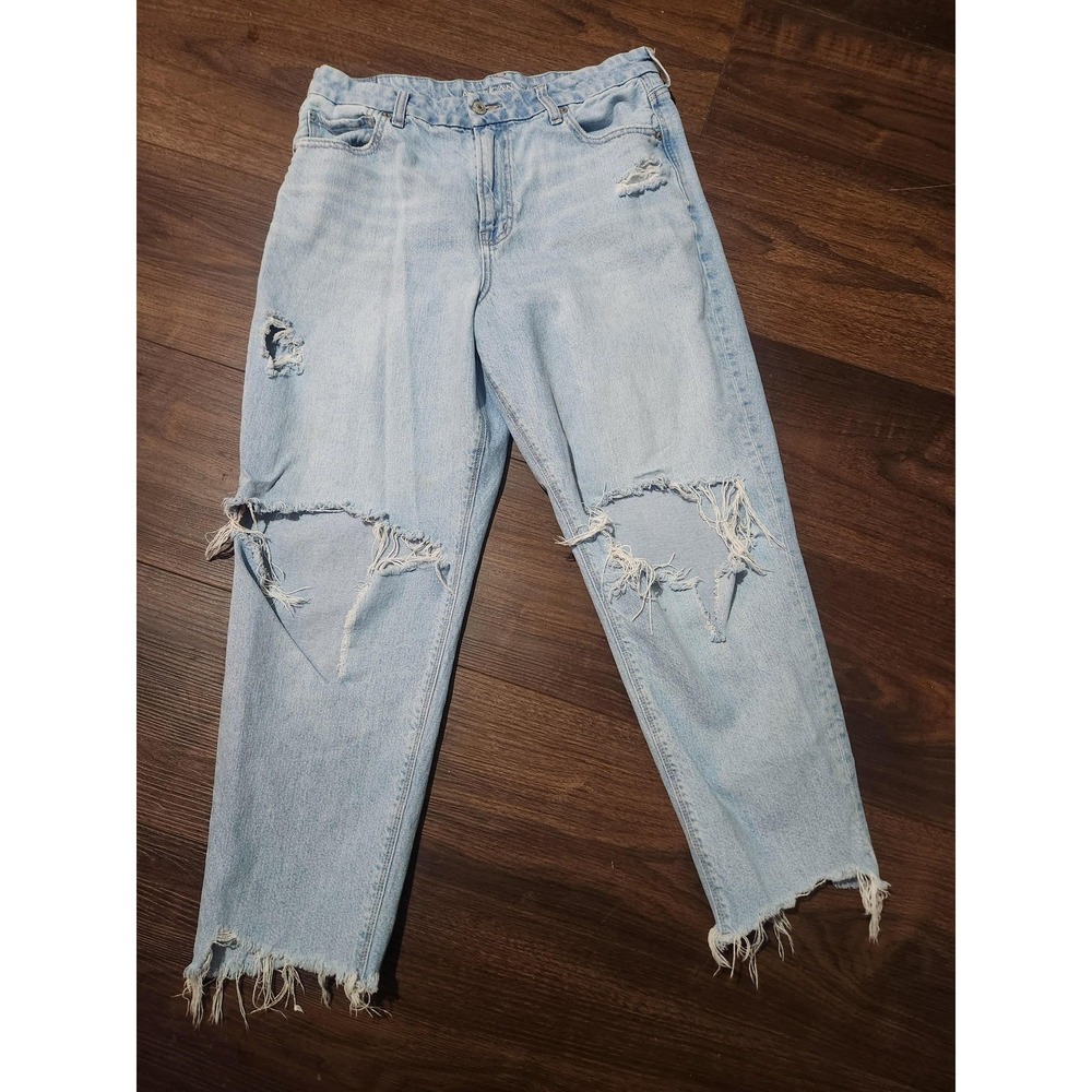 American Eagle Outfitters Curvy Mom Jeans‎ Womens 14 Blue Distressed 35x26